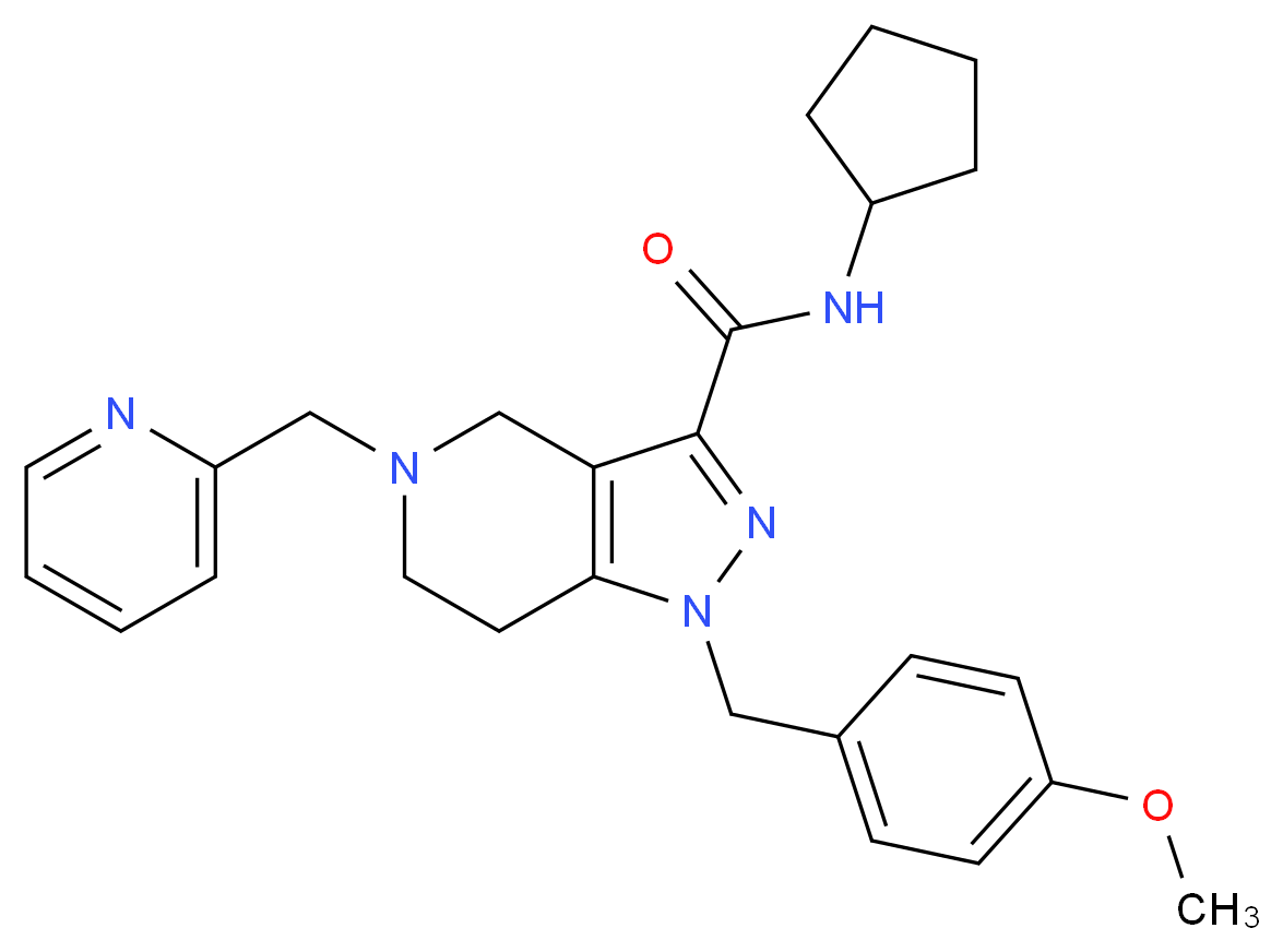 N-cyclopentyl-1-(4-methoxybenzyl)-5-(2-pyridinylmethyl)-4,5,6,7-tetrahydro-1H-pyrazolo[4,3-c]pyridine-3-carboxamide_Molecular_structure_CAS_)