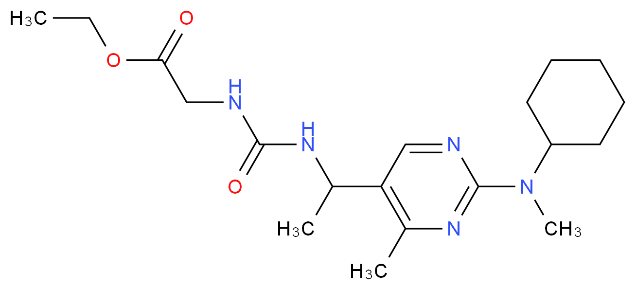 ethyl ({[(1-{2-[cyclohexyl(methyl)amino]-4-methylpyrimidin-5-yl}ethyl)amino]carbonyl}amino)acetate_Molecular_structure_CAS_)