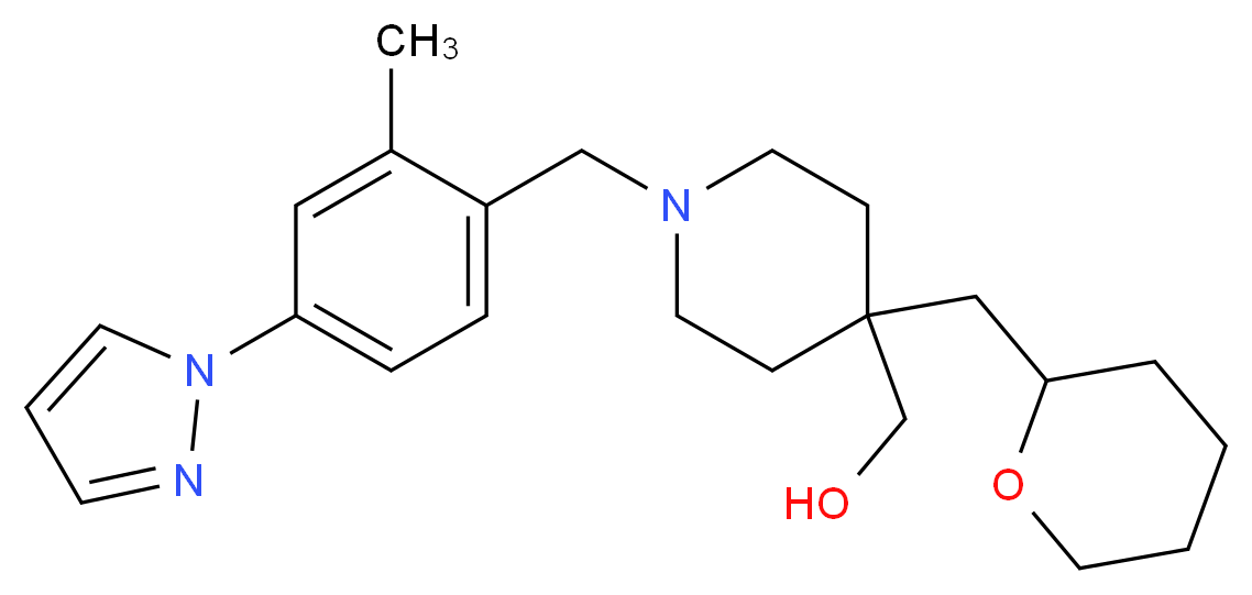[1-[2-methyl-4-(1H-pyrazol-1-yl)benzyl]-4-(tetrahydro-2H-pyran-2-ylmethyl)-4-piperidinyl]methanol_Molecular_structure_CAS_)