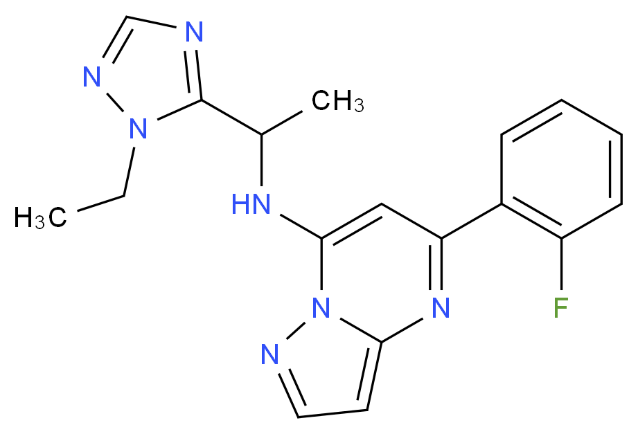 N-[1-(1-ethyl-1H-1,2,4-triazol-5-yl)ethyl]-5-(2-fluorophenyl)pyrazolo[1,5-a]pyrimidin-7-amine_Molecular_structure_CAS_)