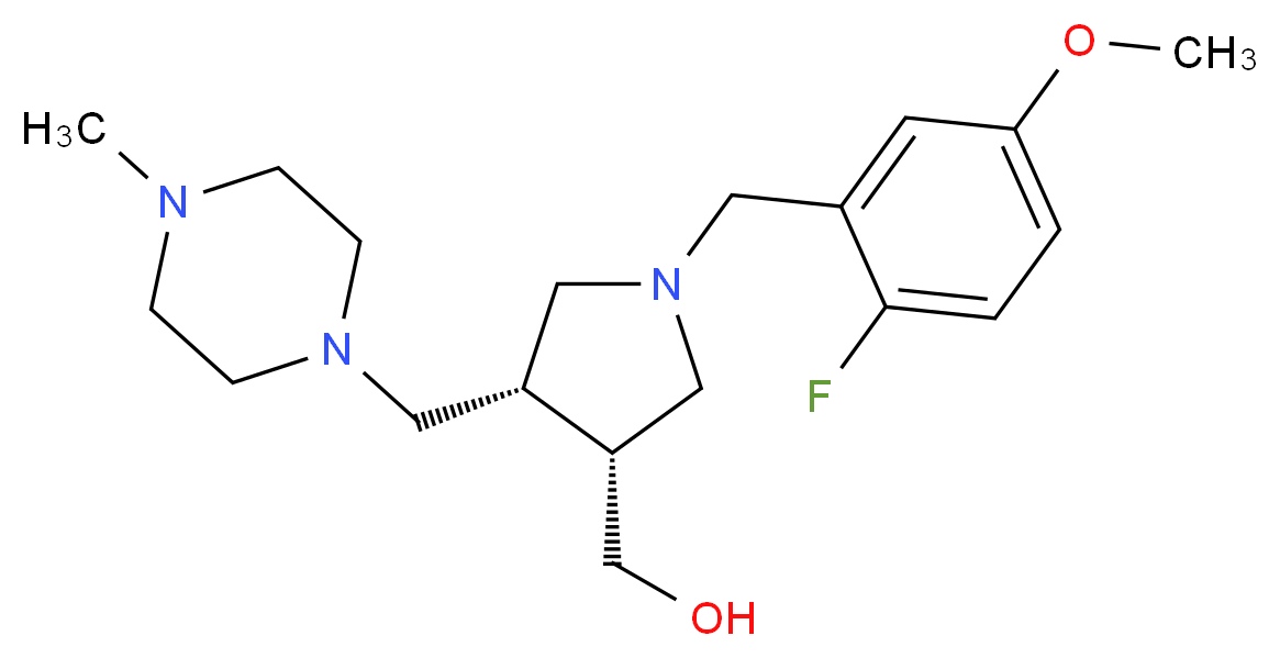 {(3R*,4S*)-1-(2-fluoro-5-methoxybenzyl)-4-[(4-methylpiperazin-1-yl)methyl]pyrrolidin-3-yl}methanol_Molecular_structure_CAS_)