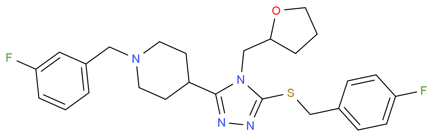 1-(3-fluorobenzyl)-4-[5-[(4-fluorobenzyl)thio]-4-(tetrahydro-2-furanylmethyl)-4H-1,2,4-triazol-3-yl]piperidine_Molecular_structure_CAS_)