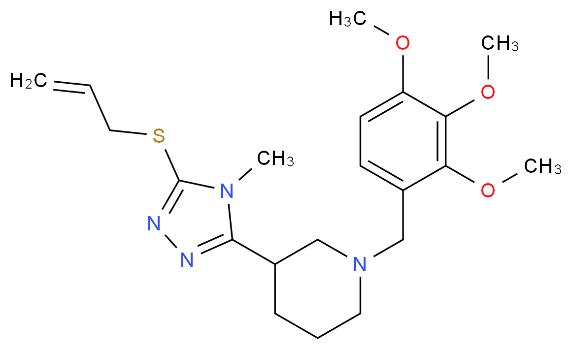 3-[5-(allylthio)-4-methyl-4H-1,2,4-triazol-3-yl]-1-(2,3,4-trimethoxybenzyl)piperidine_Molecular_structure_CAS_)