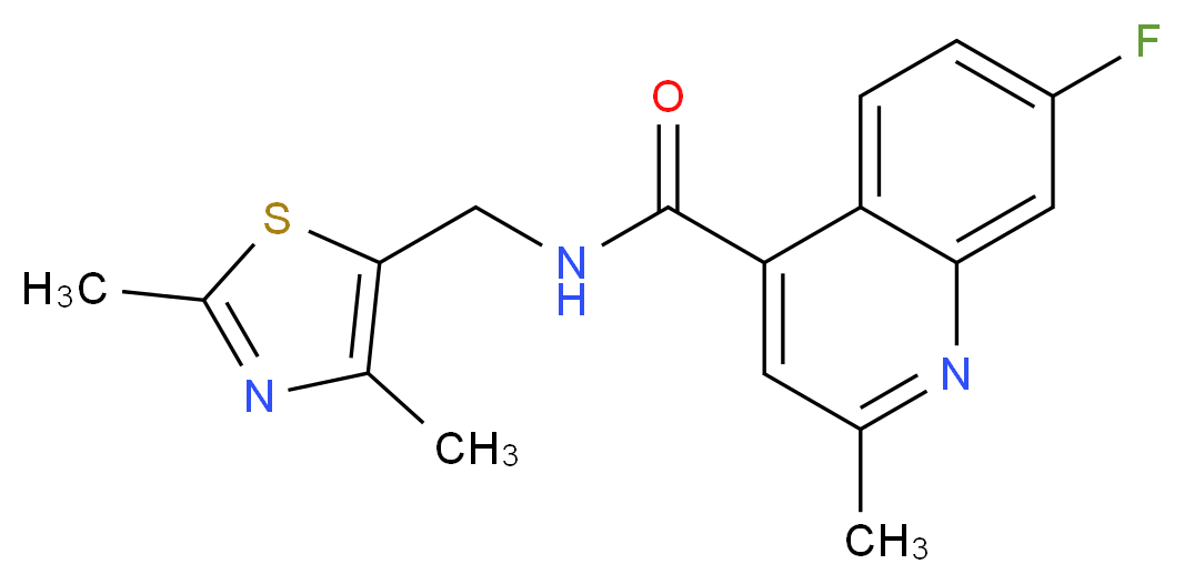 N-[(2,4-dimethyl-1,3-thiazol-5-yl)methyl]-7-fluoro-2-methyl-4-quinolinecarboxamide_Molecular_structure_CAS_)