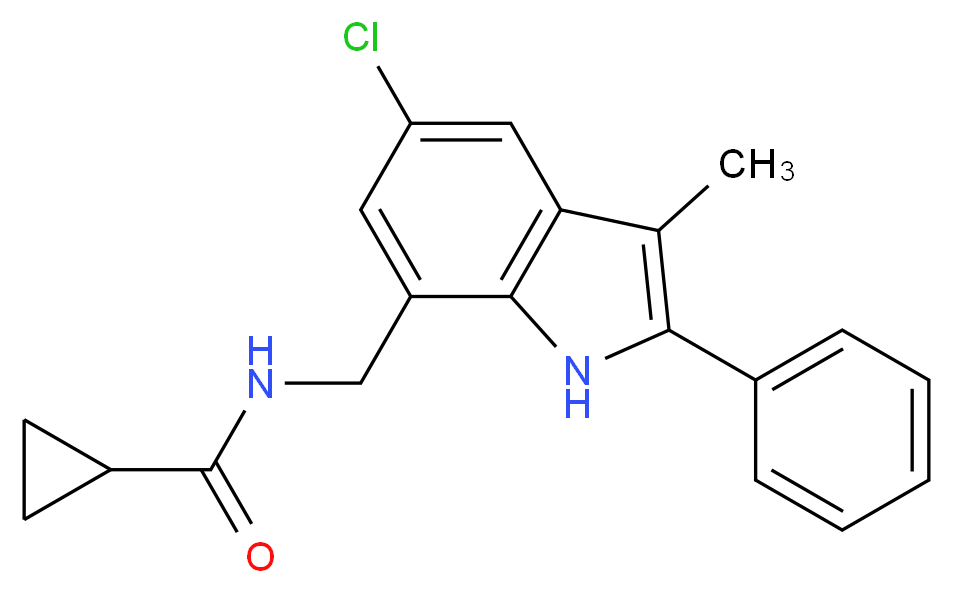 N-[(5-chloro-3-methyl-2-phenyl-1H-indol-7-yl)methyl]cyclopropanecarboxamide_Molecular_structure_CAS_)