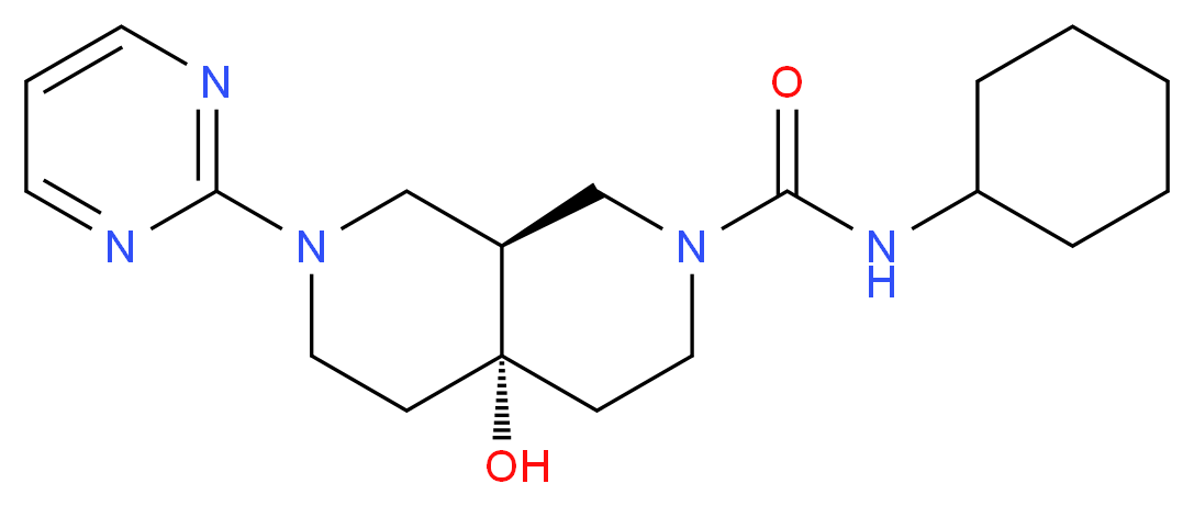(4aS*,8aS*)-N-cyclohexyl-4a-hydroxy-7-pyrimidin-2-yloctahydro-2,7-naphthyridine-2(1H)-carboxamide_Molecular_structure_CAS_)