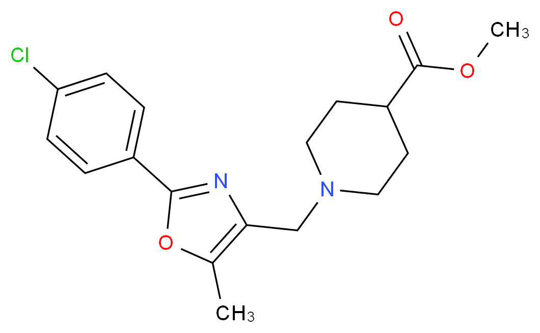 methyl 1-{[2-(4-chlorophenyl)-5-methyl-1,3-oxazol-4-yl]methyl}-4-piperidinecarboxylate_Molecular_structure_CAS_)