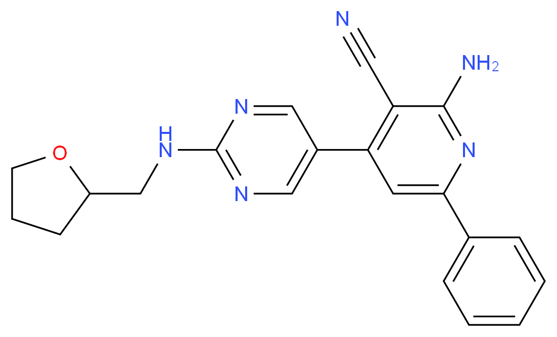 2-amino-6-phenyl-4-{2-[(tetrahydrofuran-2-ylmethyl)amino]pyrimidin-5-yl}nicotinonitrile_Molecular_structure_CAS_)