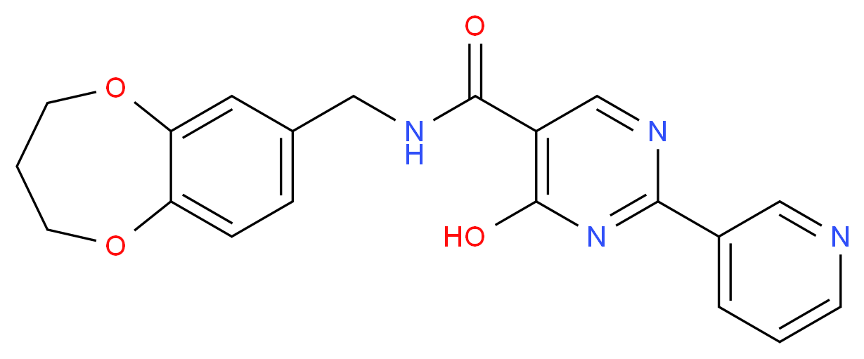 N-(3,4-dihydro-2H-1,5-benzodioxepin-7-ylmethyl)-4-hydroxy-2-pyridin-3-ylpyrimidine-5-carboxamide_Molecular_structure_CAS_)
