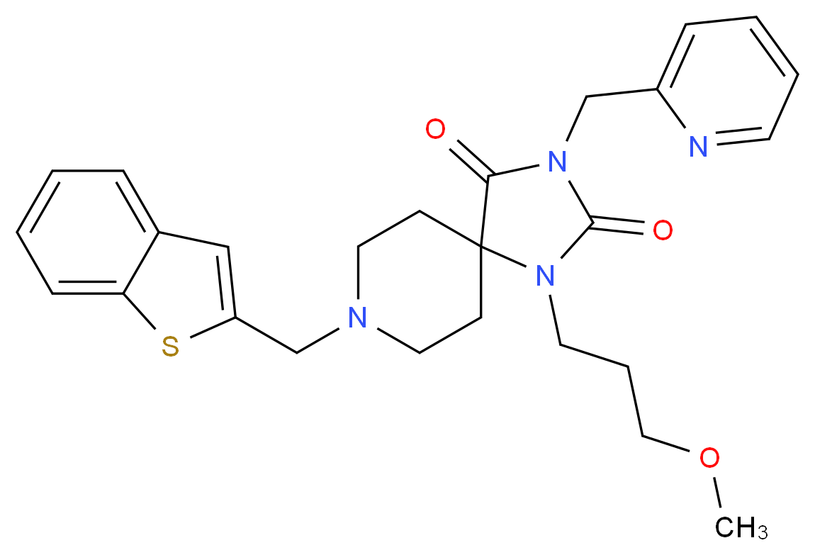 8-(1-benzothien-2-ylmethyl)-1-(3-methoxypropyl)-3-(2-pyridinylmethyl)-1,3,8-triazaspiro[4.5]decane-2,4-dione_Molecular_structure_CAS_)