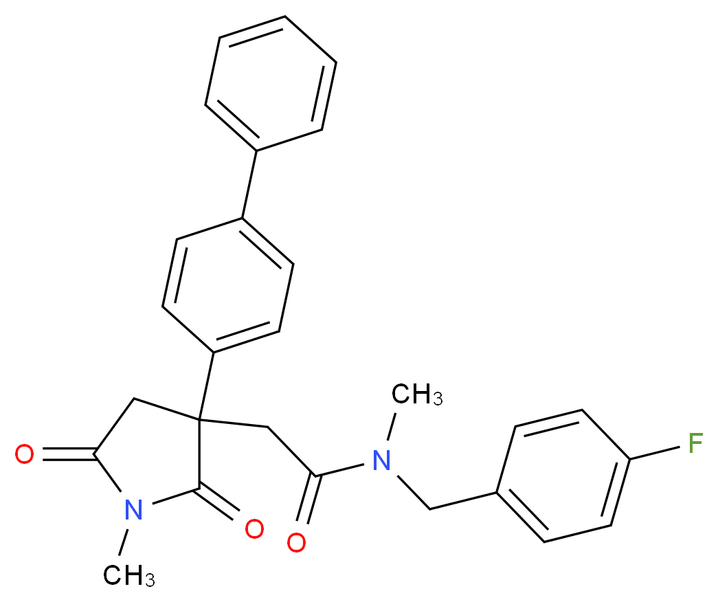 2-[3-(4-biphenylyl)-1-methyl-2,5-dioxo-3-pyrrolidinyl]-N-(4-fluorobenzyl)-N-methylacetamide_Molecular_structure_CAS_)