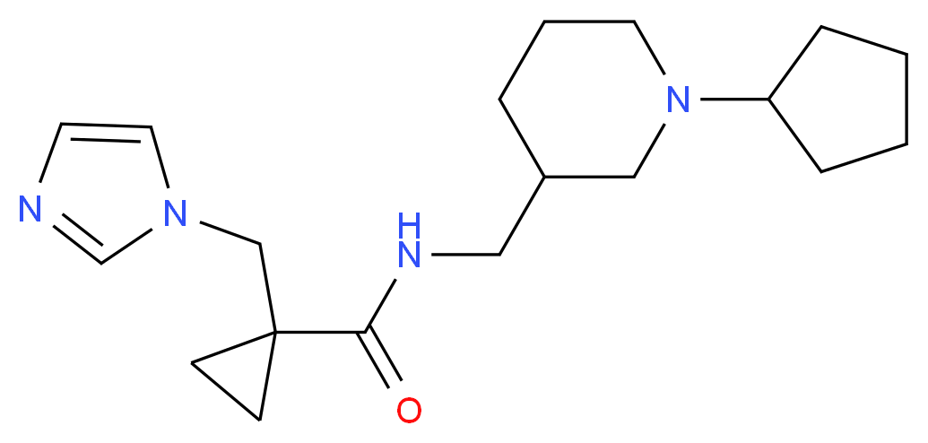 N-[(1-cyclopentylpiperidin-3-yl)methyl]-1-(1H-imidazol-1-ylmethyl)cyclopropanecarboxamide_Molecular_structure_CAS_)