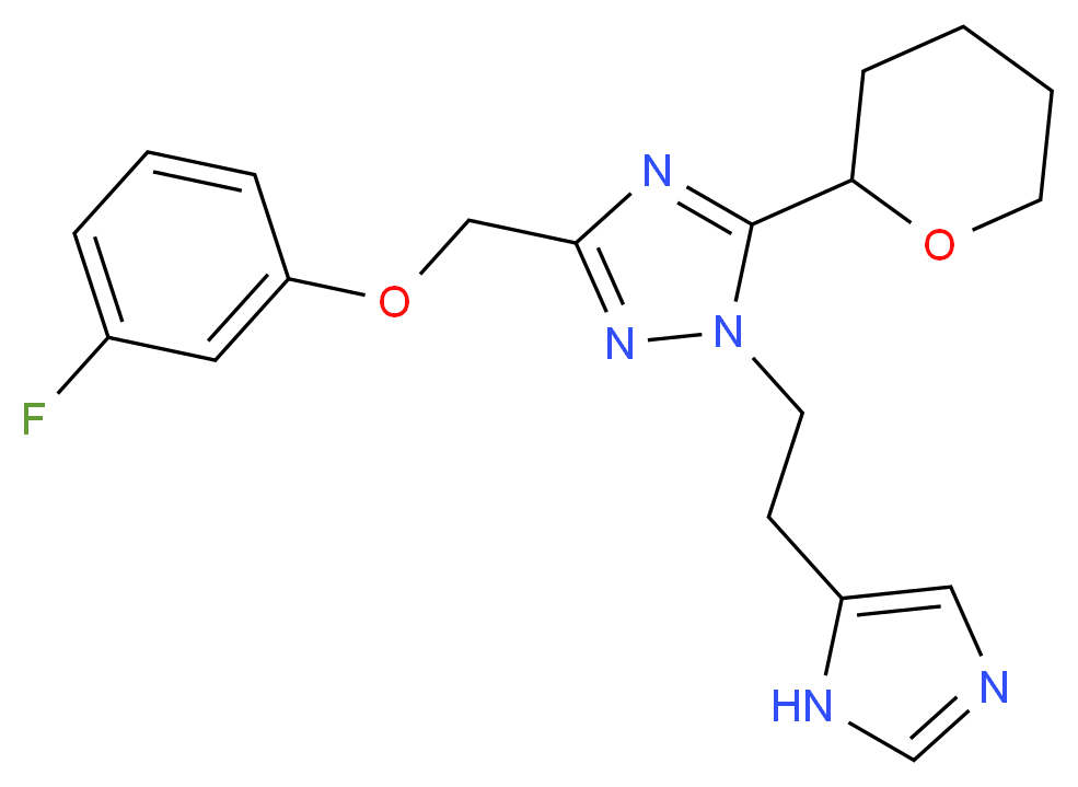 3-[(3-fluorophenoxy)methyl]-1-[2-(1H-imidazol-5-yl)ethyl]-5-(tetrahydro-2H-pyran-2-yl)-1H-1,2,4-triazole_Molecular_structure_CAS_)