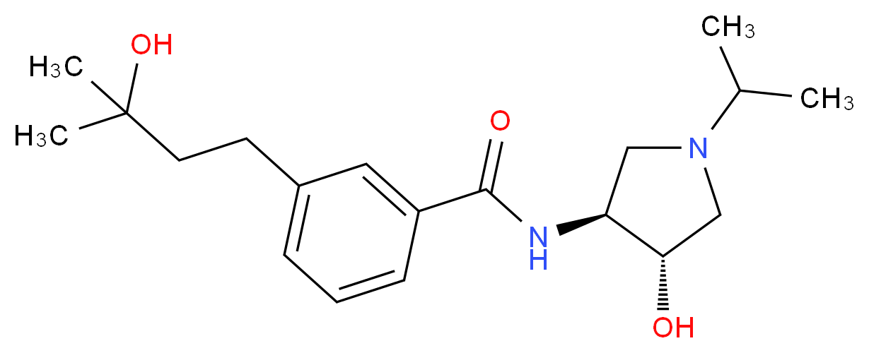N-[(3S*,4S*)-4-hydroxy-1-isopropyl-3-pyrrolidinyl]-3-(3-hydroxy-3-methylbutyl)benzamide_Molecular_structure_CAS_)