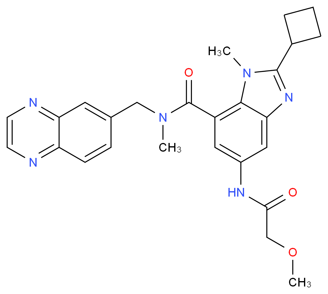 2-cyclobutyl-5-[(methoxyacetyl)amino]-N,1-dimethyl-N-(6-quinoxalinylmethyl)-1H-benzimidazole-7-carboxamide_Molecular_structure_CAS_)