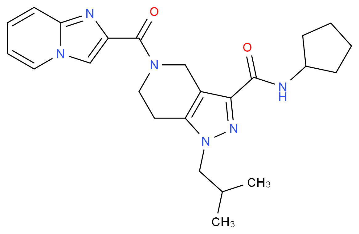 N-cyclopentyl-5-(imidazo[1,2-a]pyridin-2-ylcarbonyl)-1-isobutyl-4,5,6,7-tetrahydro-1H-pyrazolo[4,3-c]pyridine-3-carboxamide_Molecular_structure_CAS_)