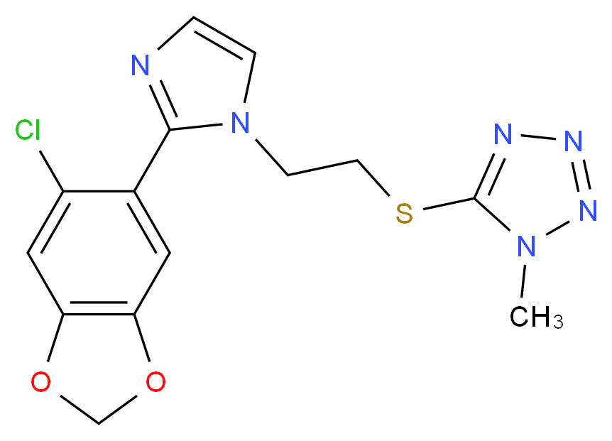 5-({2-[2-(6-chloro-1,3-benzodioxol-5-yl)-1H-imidazol-1-yl]ethyl}thio)-1-methyl-1H-tetrazole_Molecular_structure_CAS_)