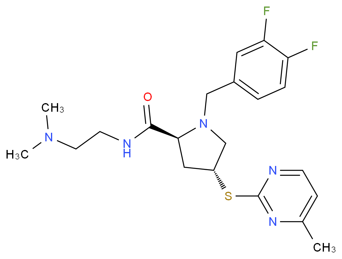 (4R)-1-(3,4-difluorobenzyl)-N-[2-(dimethylamino)ethyl]-4-[(4-methyl-2-pyrimidinyl)thio]-L-prolinamide_Molecular_structure_CAS_)