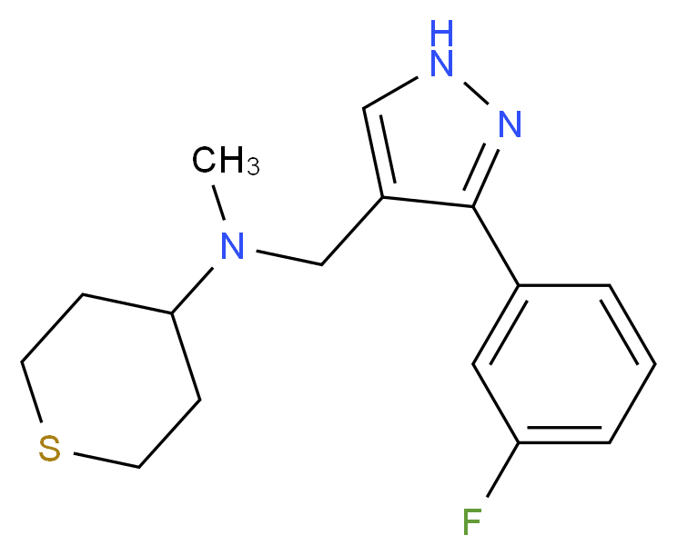 N-{[3-(3-fluorophenyl)-1H-pyrazol-4-yl]methyl}-N-methyltetrahydro-2H-thiopyran-4-amine_Molecular_structure_CAS_)