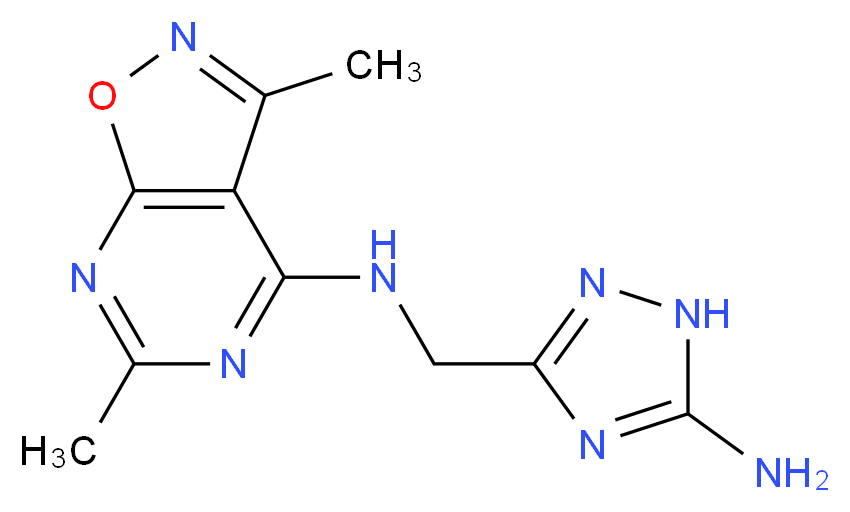 N-[(5-amino-1H-1,2,4-triazol-3-yl)methyl]-3,6-dimethylisoxazolo[5,4-d]pyrimidin-4-amine_Molecular_structure_CAS_)