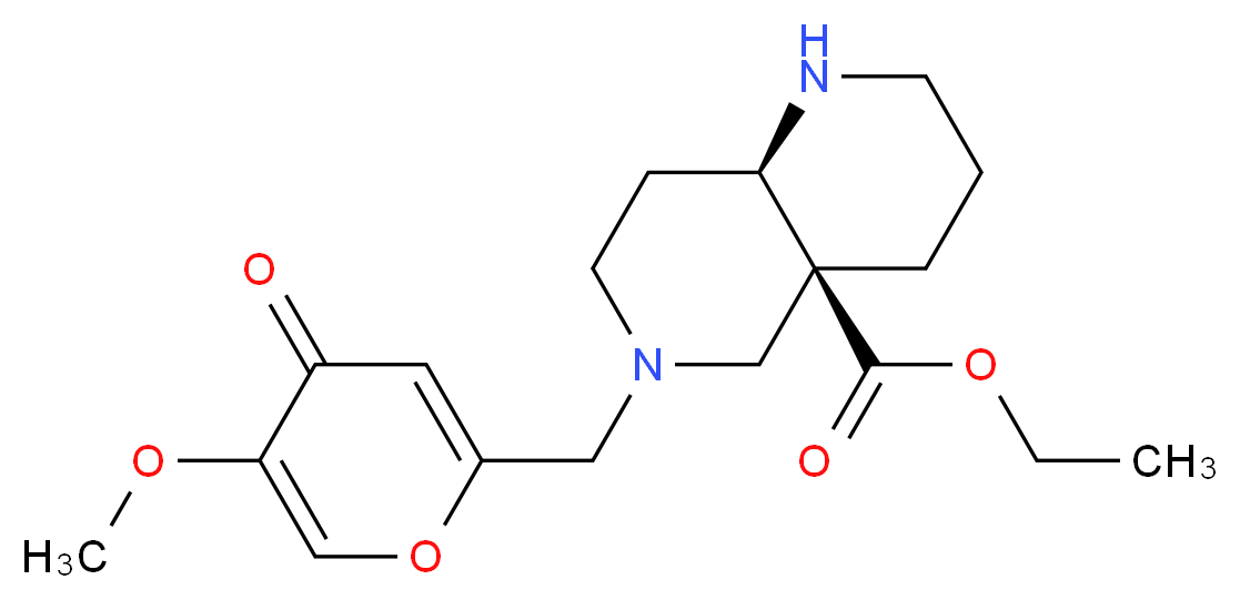 ethyl (4aS*,8aR*)-6-[(5-methoxy-4-oxo-4H-pyran-2-yl)methyl]octahydro-1,6-naphthyridine-4a(2H)-carboxylate_Molecular_structure_CAS_)