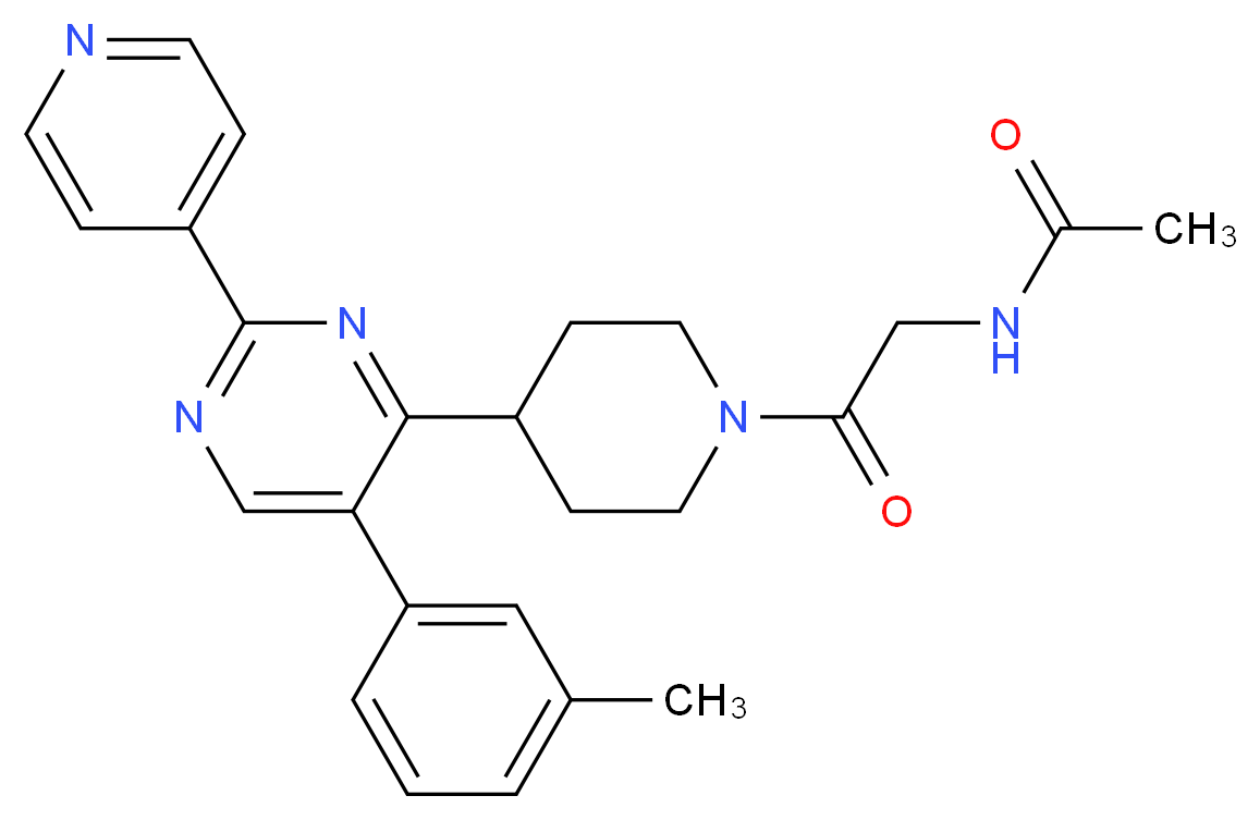 N-(2-{4-[5-(3-methylphenyl)-2-(4-pyridinyl)-4-pyrimidinyl]-1-piperidinyl}-2-oxoethyl)acetamide_Molecular_structure_CAS_)