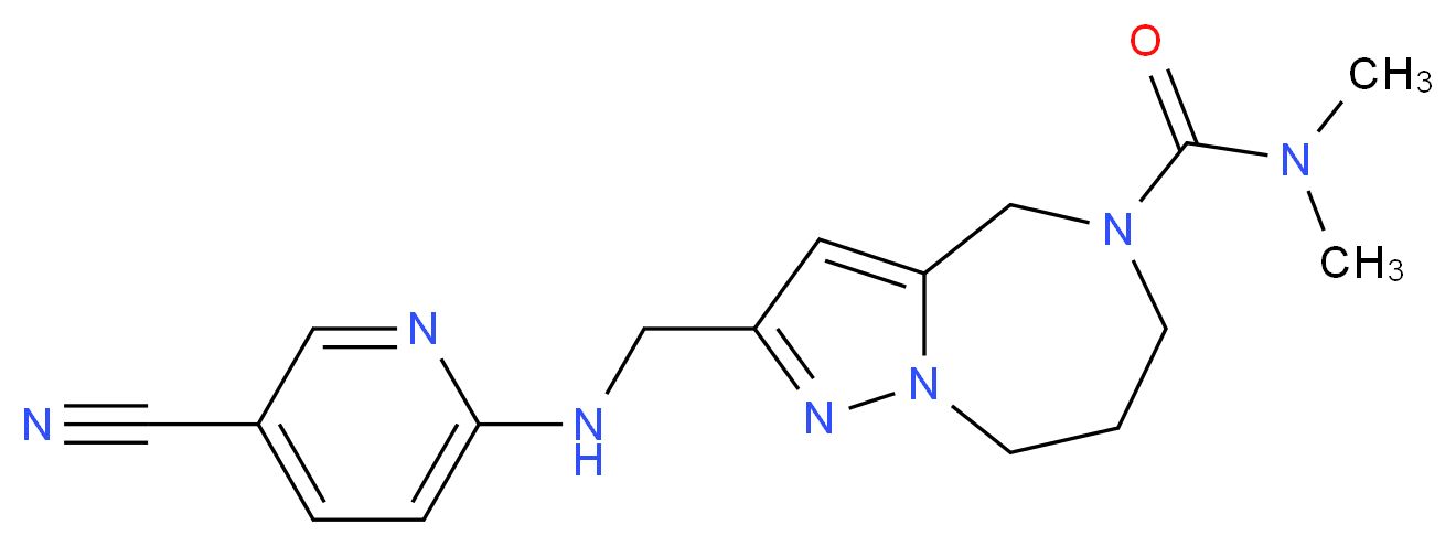 2-{[(5-cyanopyridin-2-yl)amino]methyl}-N,N-dimethyl-7,8-dihydro-4H-pyrazolo[1,5-a][1,4]diazepine-5(6H)-carboxamide_Molecular_structure_CAS_)
