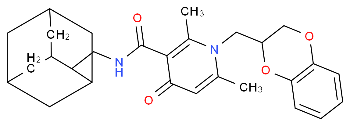 N-(2-adamantylmethyl)-1-(2,3-dihydro-1,4-benzodioxin-2-ylmethyl)-2,6-dimethyl-4-oxo-1,4-dihydro-3-pyridinecarboxamide_Molecular_structure_CAS_)