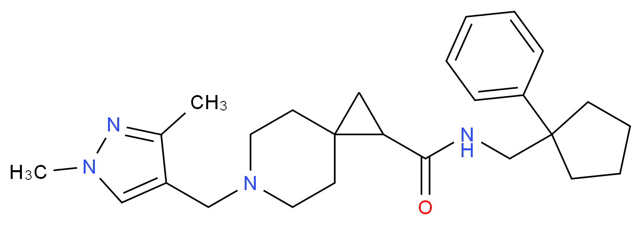 6-[(1,3-dimethyl-1H-pyrazol-4-yl)methyl]-N-[(1-phenylcyclopentyl)methyl]-6-azaspiro[2.5]octane-1-carboxamide_Molecular_structure_CAS_)