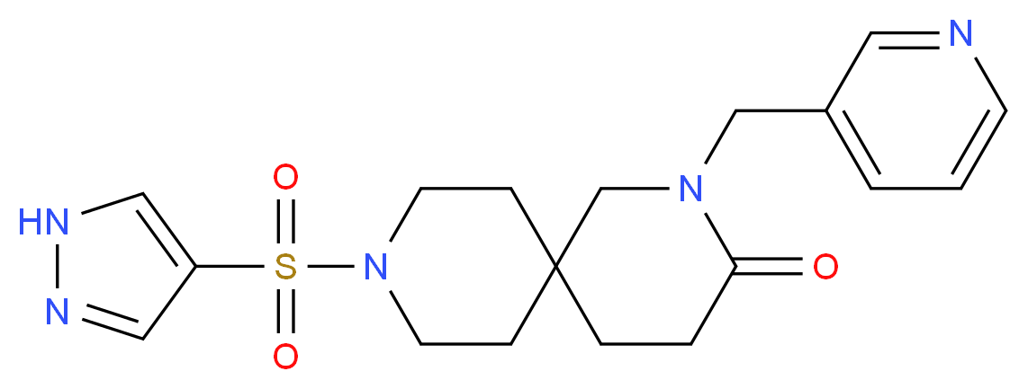 9-(1H-pyrazol-4-ylsulfonyl)-2-(pyridin-3-ylmethyl)-2,9-diazaspiro[5.5]undecan-3-one_Molecular_structure_CAS_)