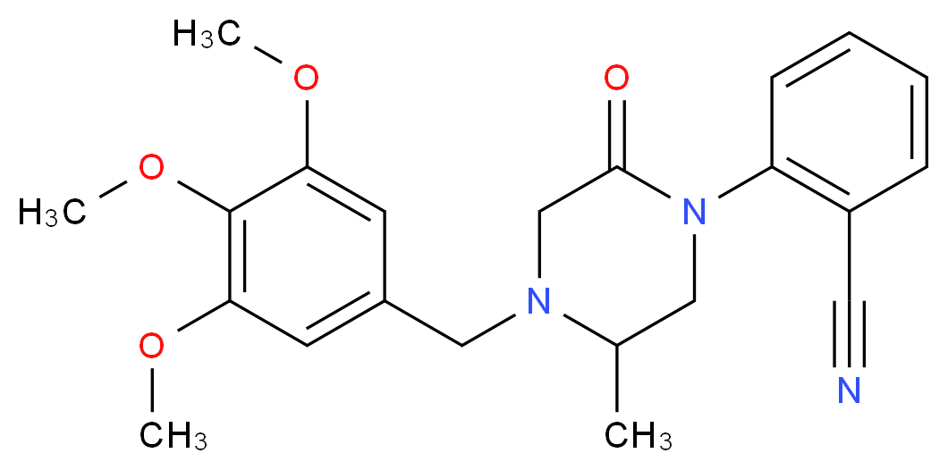 2-[5-methyl-2-oxo-4-(3,4,5-trimethoxybenzyl)-1-piperazinyl]benzonitrile_Molecular_structure_CAS_)