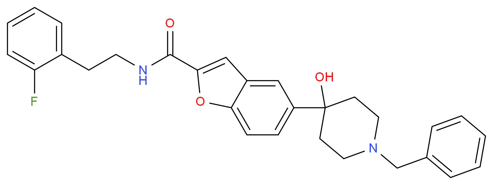 5-(1-benzyl-4-hydroxy-4-piperidinyl)-N-[2-(2-fluorophenyl)ethyl]-1-benzofuran-2-carboxamide_Molecular_structure_CAS_)