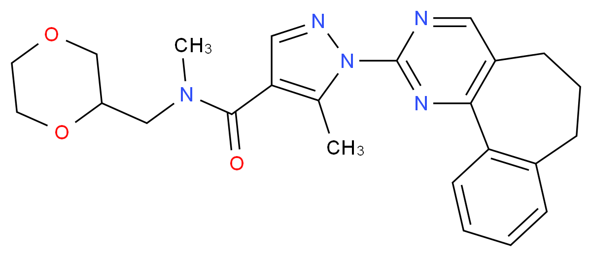 1-(6,7-dihydro-5H-benzo[6,7]cyclohepta[1,2-d]pyrimidin-2-yl)-N-(1,4-dioxan-2-ylmethyl)-N,5-dimethyl-1H-pyrazole-4-carboxamide_Molecular_structure_CAS_)