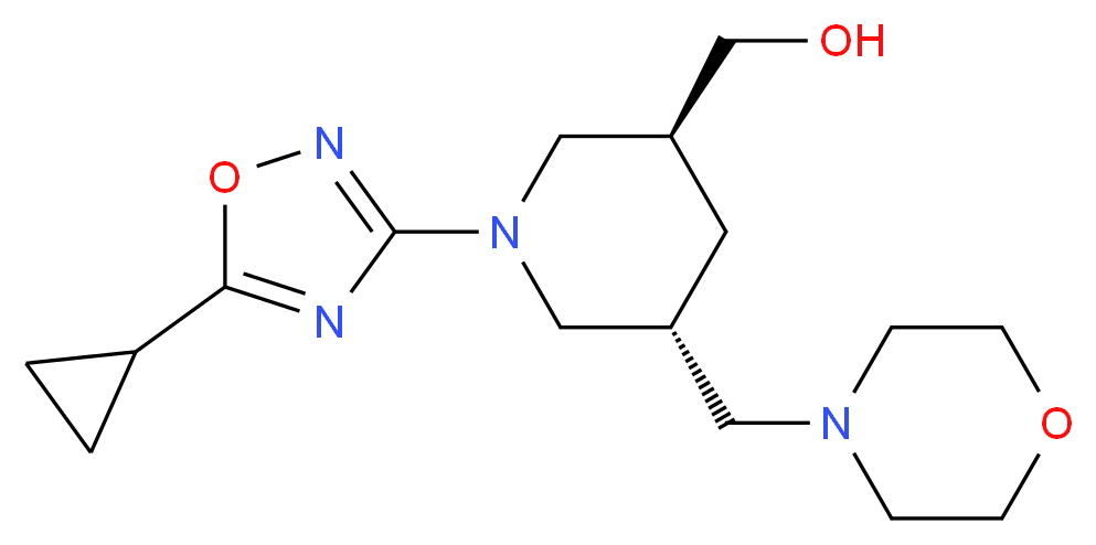 [(3S*,5R*)-1-(5-cyclopropyl-1,2,4-oxadiazol-3-yl)-5-(4-morpholinylmethyl)-3-piperidinyl]methanol_Molecular_structure_CAS_)