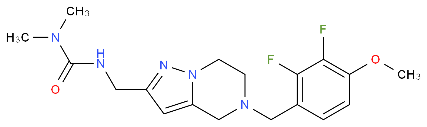 N'-{[5-(2,3-difluoro-4-methoxybenzyl)-4,5,6,7-tetrahydropyrazolo[1,5-a]pyrazin-2-yl]methyl}-N,N-dimethylurea_Molecular_structure_CAS_)
