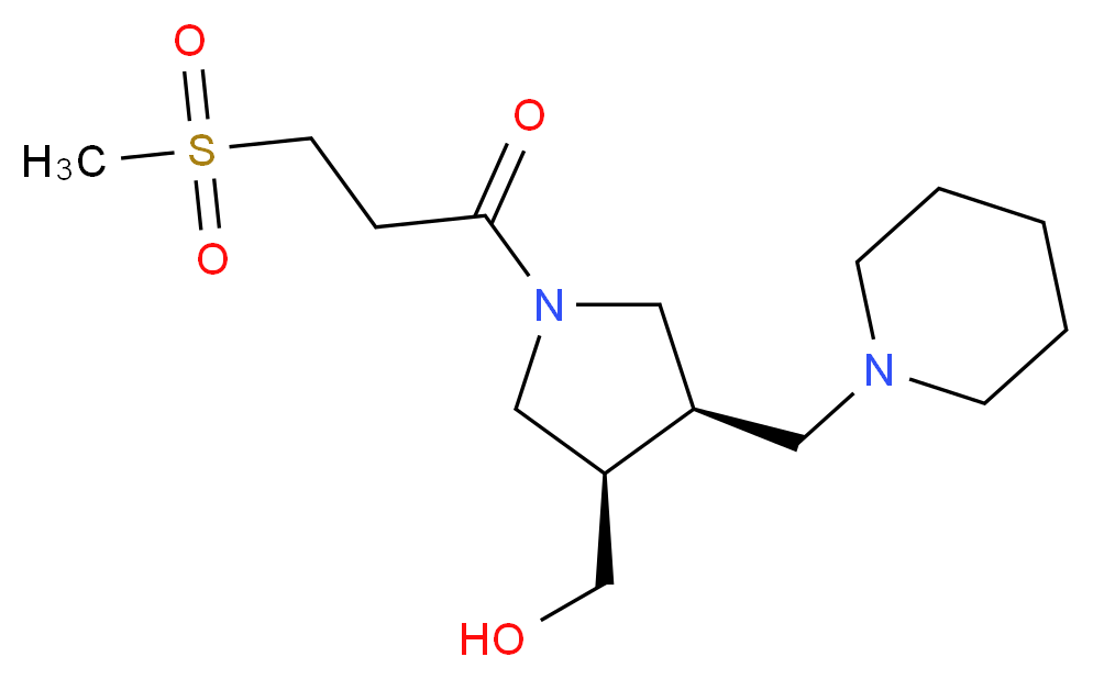 [(3R*,4R*)-1-[3-(methylsulfonyl)propanoyl]-4-(1-piperidinylmethyl)-3-pyrrolidinyl]methanol_Molecular_structure_CAS_)
