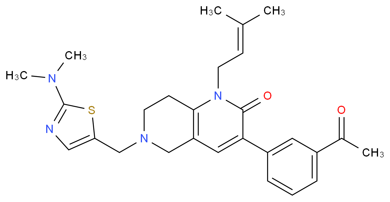 3-(3-acetylphenyl)-6-{[2-(dimethylamino)-1,3-thiazol-5-yl]methyl}-1-(3-methyl-2-buten-1-yl)-5,6,7,8-tetrahydro-1,6-naphthyridin-2(1H)-one_Molecular_structure_CAS_)