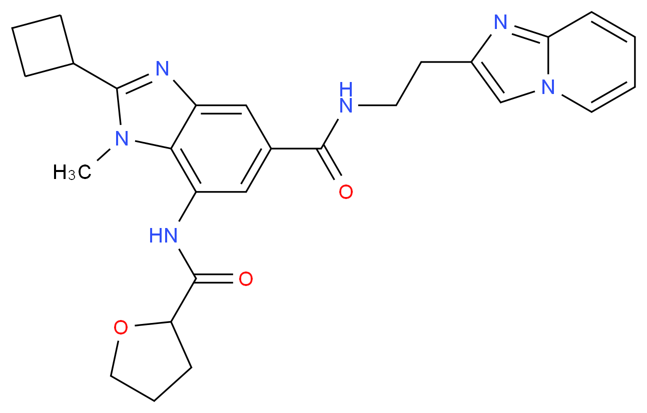 2-cyclobutyl-N-(2-imidazo[1,2-a]pyridin-2-ylethyl)-1-methyl-7-[(tetrahydro-2-furanylcarbonyl)amino]-1H-benzimidazole-5-carboxamide_Molecular_structure_CAS_)