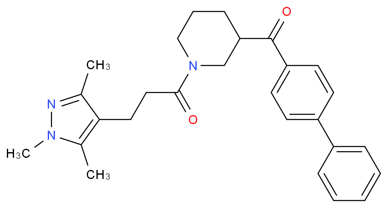 4-biphenylyl{1-[3-(1,3,5-trimethyl-1H-pyrazol-4-yl)propanoyl]-3-piperidinyl}methanone_Molecular_structure_CAS_)