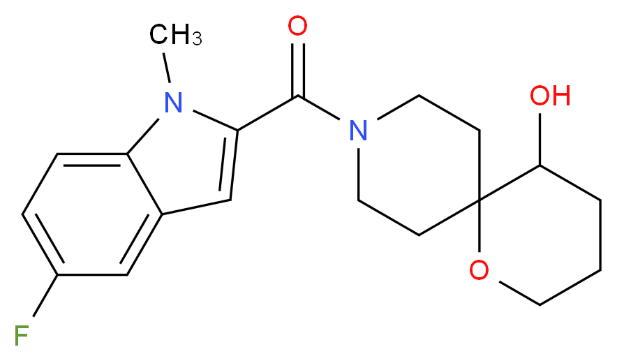 9-[(5-fluoro-1-methyl-1H-indol-2-yl)carbonyl]-1-oxa-9-azaspiro[5.5]undecan-5-ol_Molecular_structure_CAS_)