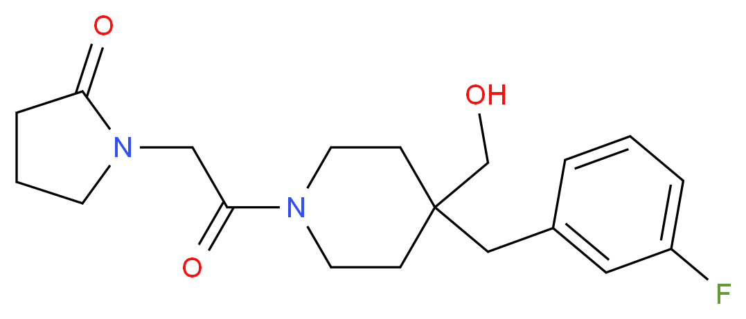 1-{2-[4-(3-fluorobenzyl)-4-(hydroxymethyl)-1-piperidinyl]-2-oxoethyl}-2-pyrrolidinone_Molecular_structure_CAS_)