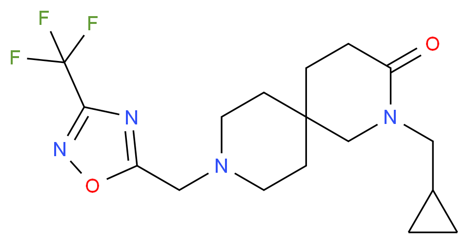 2-(cyclopropylmethyl)-9-{[3-(trifluoromethyl)-1,2,4-oxadiazol-5-yl]methyl}-2,9-diazaspiro[5.5]undecan-3-one_Molecular_structure_CAS_)