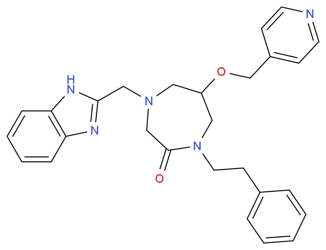 4-(1H-benzimidazol-2-ylmethyl)-1-(2-phenylethyl)-6-(4-pyridinylmethoxy)-1,4-diazepan-2-one_Molecular_structure_CAS_)