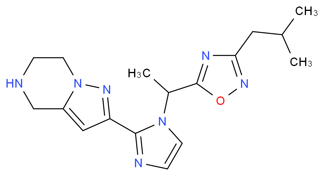 2-{1-[1-(3-isobutyl-1,2,4-oxadiazol-5-yl)ethyl]-1H-imidazol-2-yl}-4,5,6,7-tetrahydropyrazolo[1,5-a]pyrazine_Molecular_structure_CAS_)