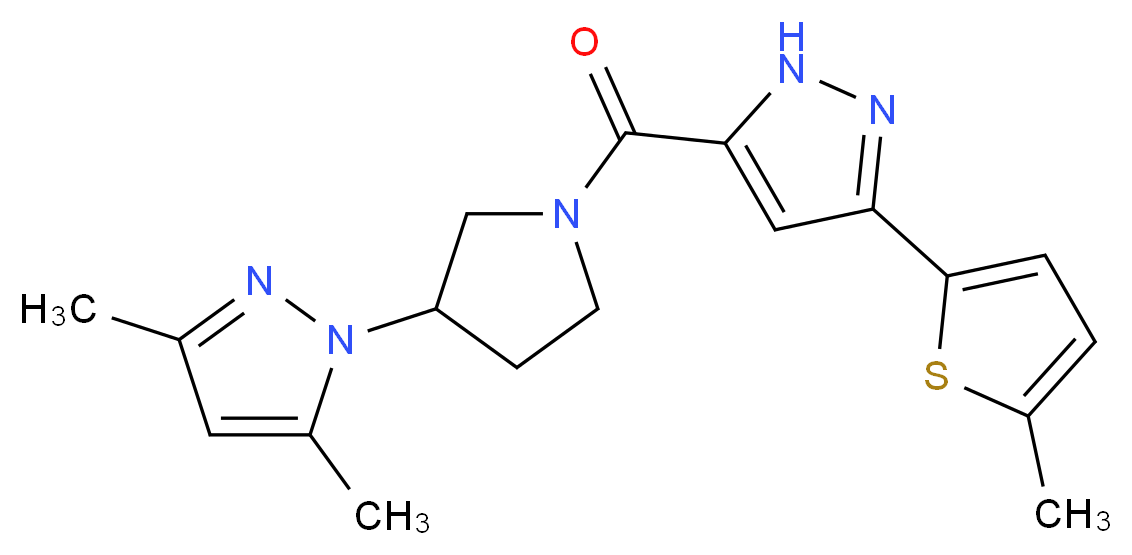 3,5-dimethyl-1-(1-{[3-(5-methyl-2-thienyl)-1H-pyrazol-5-yl]carbonyl}-3-pyrrolidinyl)-1H-pyrazole_Molecular_structure_CAS_)