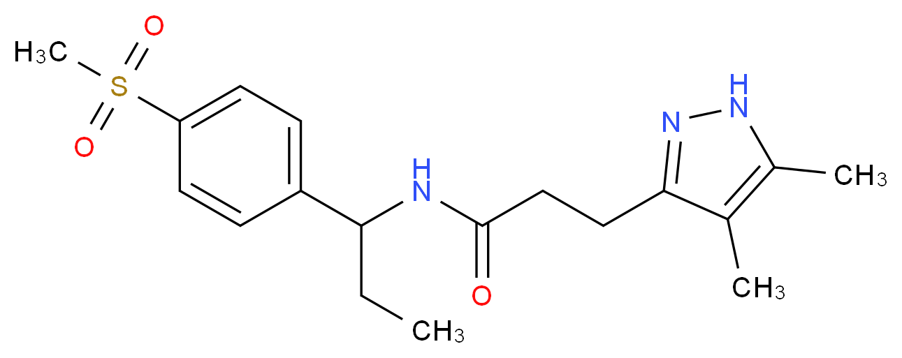 3-(4,5-dimethyl-1H-pyrazol-3-yl)-N-{1-[4-(methylsulfonyl)phenyl]propyl}propanamide_Molecular_structure_CAS_)