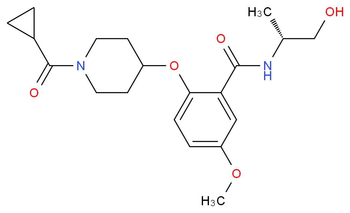 2-{[1-(cyclopropylcarbonyl)piperidin-4-yl]oxy}-N-[(1R)-2-hydroxy-1-methylethyl]-5-methoxybenzamide_Molecular_structure_CAS_)