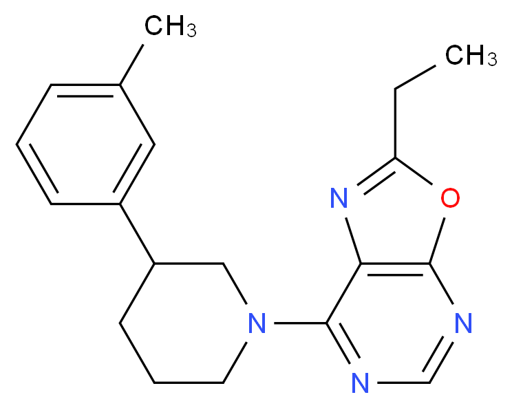 2-ethyl-7-[3-(3-methylphenyl)-1-piperidinyl][1,3]oxazolo[5,4-d]pyrimidine_Molecular_structure_CAS_)