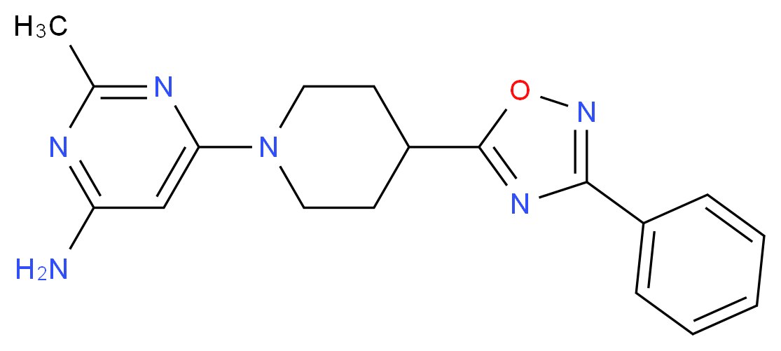 2-methyl-6-[4-(3-phenyl-1,2,4-oxadiazol-5-yl)piperidin-1-yl]pyrimidin-4-amine_Molecular_structure_CAS_)