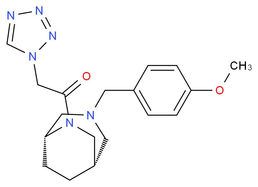 (1S*,5R*)-3-(4-methoxybenzyl)-6-(1H-tetrazol-1-ylacetyl)-3,6-diazabicyclo[3.2.2]nonane_Molecular_structure_CAS_)